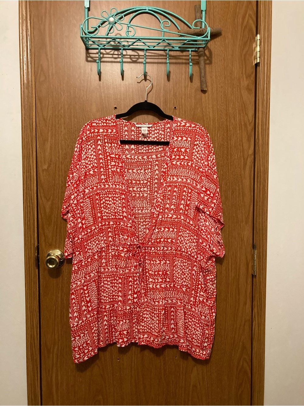 Victoria's Secret Red Printed Open-Front Kimono